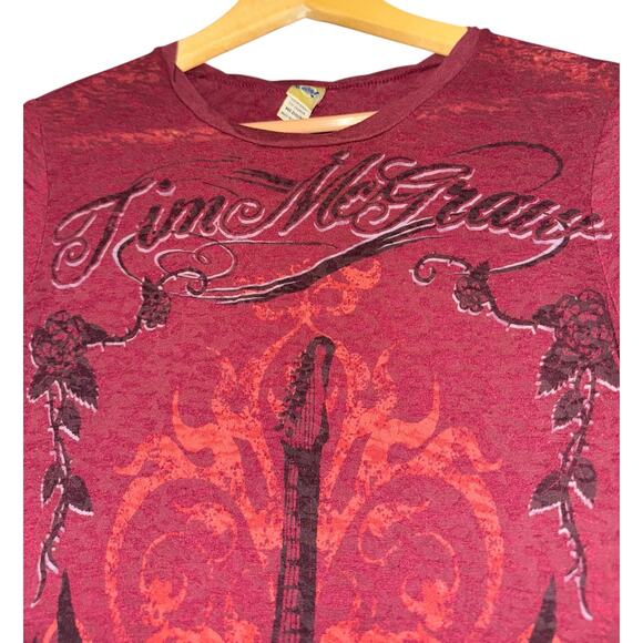 Y2K Tim Mcgraw Top Sz Medium Southern Voice Semi Sheer Country Western Guitar - Picture 2 of 9